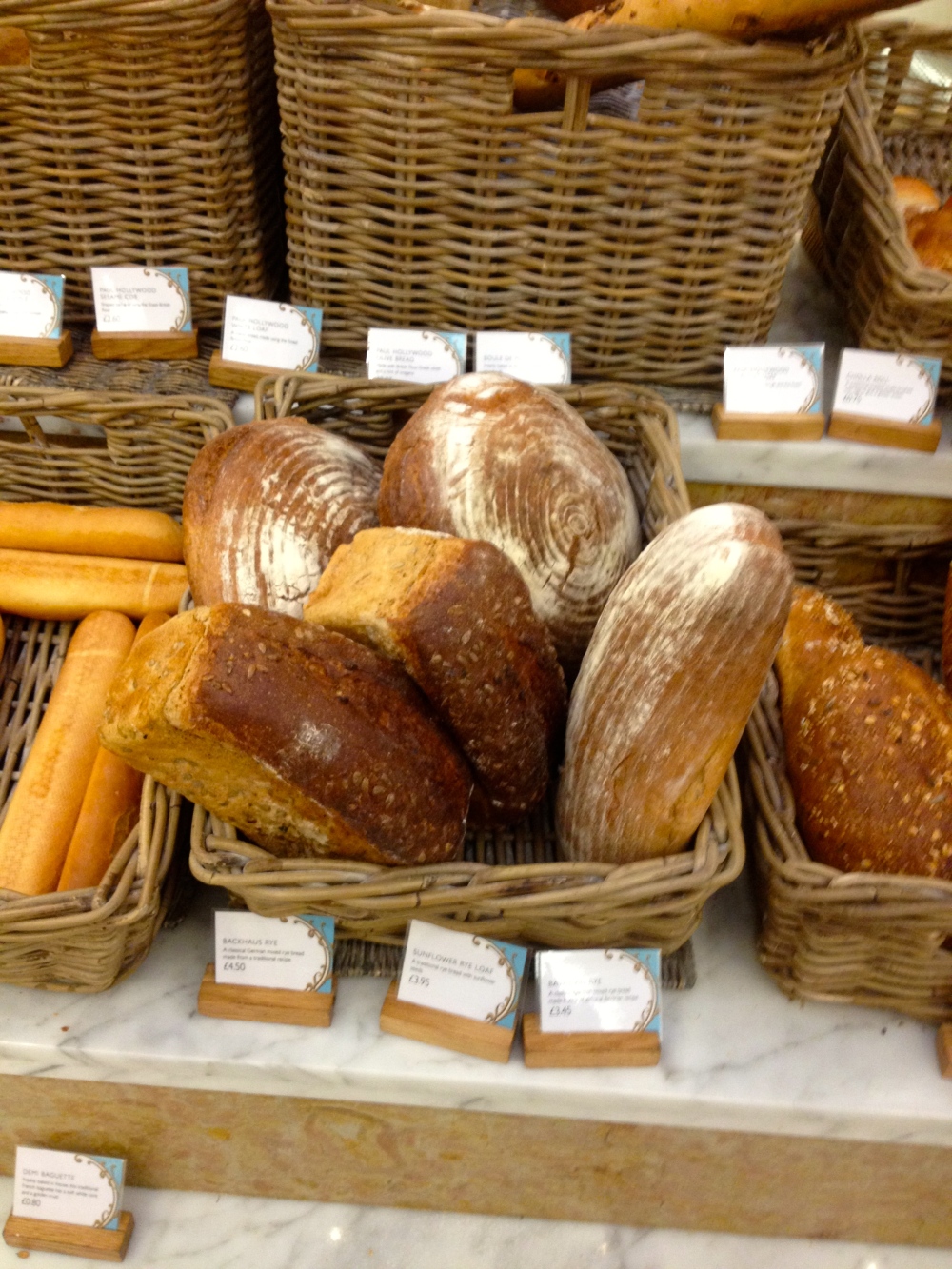 Fresh bread, look at the lovely basket imprints on the round loaves!